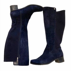 Navy Blue Suede Marc Fisher Riding Boot Size 8W
